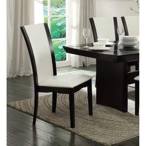 DB Modern Contemporary Set of 2 Dining Side <b>Chairs</b> <b>White</b> Faux Leather Upholstered with Espresso Finish Hardwood Solid - Product Image 1