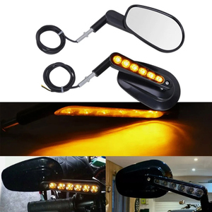 Rétroviseur latéral à large vision en aluminium pour moto Harley 883 1200 Street Glide, rétroviseur rétro avec clignotant LED - Product Image 3