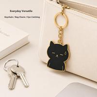 Porte-clés chat mignon et désemparé en alliage de zinc noir et or, breloque de sac adorable, idéal pour cadeaux et usage quotidien, personnalisable