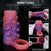 Poulpe en forme de silicone ouvert creux gode pour hommes couverture de pénis en cuir souple avec doublure épaisse et confortable porter pénis creux