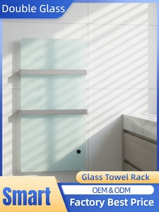 Sèche-serviettes électrique de luxe en <span class=keywords><strong>verre</strong></span> trempé double, chauffe-serviettes de salle de bain avec minuterie hebdomadaire 24h et réglage de la température ambiante - Product Image 1
