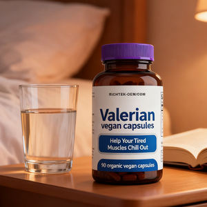 Suplementos de Cápsulas de Extrato de Valeriana Orgânica de Alta Qualidade Feitos com Extratos Herbais Naturais, Sem OGM e Sem Glúten - Product Image 5