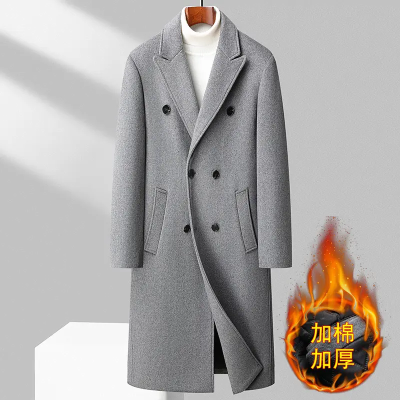 Пальто на заказ длинная куртка выше колена двубортная куртка без капюшона 50% шерстяная 46% полиэстер 4% Другие подкладки 100% полиэстер