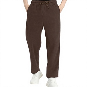 Pantalones Deportivos Vintage para Hombre, Color Marrón, Tejido Worsted, Cintura Elástica con Cordón, Bolsillos Laterales, Resistentes, Transpirables y Ecológicos - Product Image 2