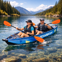 Kayak gonflable stable à large structure Drop Stitch, haute capacité de charge, pour la pêche, pour 2 personnes, avec pagaie, siège, pompe, sac et kit de réparation