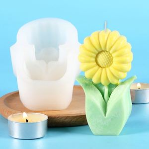 Hot Sale <b>Silicone</b> Candle Molds DIY Sunflower Soy Wax Candle Making <b>Tool</b> Wholesale Luxury Home Decor 3D Scented Candle Molds - Product Image 4