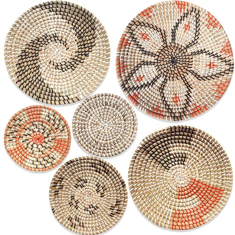 Châu Âu tường treo nhà vệ sinh nhà bếp treo Crochet trang trí nội thất dệt platers 100% wicker phi Bohemian cho nhà