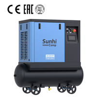 Compresseur à vis 7.5kw 10hp 220v 1ph intégré 1phase 7.5kw compresseur d'air magnétique sécheur monophasé 175 psi 80 Gl réservoir 300l