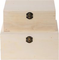 Caja de Álamo Natural Súper Gruesa con Cierre de Seguridad
