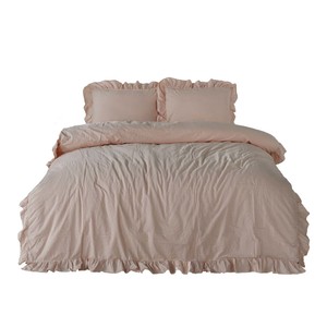 HONI Chic <strong>Ruffle</strong> Lace Polyester Duvet Cover Set Girl <strong>White</strong> <strong>Bedding</strong> 3 Piece Full Duvet Cover with Zipper Closure - Product Image 3