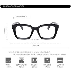 Gafas Personalizadas Clásicas con Montura Gruesa Cuadrada y Lentes Transparentes para Mujer y Hombre sin Prescripción - Product Image 6