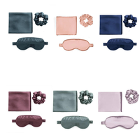 Ensemble cadeau de luxe 100% soie de mûrier avec taie d'oreiller, masque pour les yeux et chouchous pour cheveux - Accessoires de sommeil écologiques
