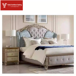 Juego <span class=keywords><strong>de</strong></span> <span class=keywords><strong>Dormitorio</strong></span> Matrimonial <span class=keywords><strong>de</strong></span> Madera <span class=keywords><strong>de</strong></span> Abedul Maciza con Tela, Estilo Retro Europeo, Cama King Size Francesa, Cómodo y Pintado - Product Image 3