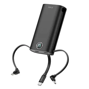 Iwalk powersquid carregador portátil, carregador de celular de carregamento rápido, com cabos tipo c e l embutidos