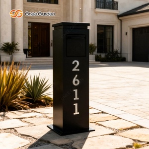 Freestanding Metal Mailbox Outdoor Waterproof CE Certified Powder Coated Easy Installing Custom <b>LED</b> Illuminated House <b>Number</b> - Product Image 5