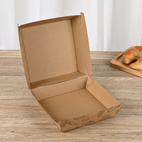 Caja de Papel Kraft Desechable para Hamburguesas, con Forma de Concha, Impresión de Logotipo Personalizado, Contenedor Ecológico para Llevar Comida para Restaurantes