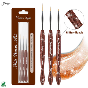 Meilleures ventes : Ensemble de 3 pinceaux <span class=keywords><strong>liner</strong></span> fins à poils en nylon et manche en plastique <span class=keywords><strong>marron</strong></span> brillant, pour le nail art et le gel polish - Product Image 1