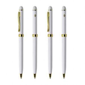 Factory <b>White</b> Metal Sports With Golden Trim Custom Logo 1.0Mm Writing Width Ink <b>Pen</b> for Business Promotion Gift - Product Image 2
