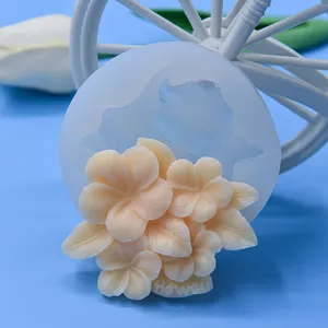 Pratik sıcak satış DIY 3D silikon kalıp toptan yuvarlak çiçek mum yapımı için kokulu mum kalıp