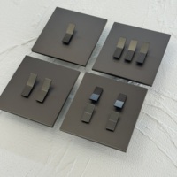 Interruptor de Pared Eléctrico 86, Marco de Acero Inoxidable, Color Gris Cepillado, Enchufe 13Auk, 250v, 2/3/4 Vías, Interruptor Moderno de 2 Vías con Atenuador, 10A, Retro