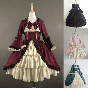 <span class=keywords><strong>Vestido</strong></span> BAIGE Vintage Lolita para Mujer Princesa Dulce Cuello Cuadrado Encaje Lazo Cintura Alta Largo <span class=keywords><strong>Victoriano</strong></span> Gótico para Chica - Product Image 6