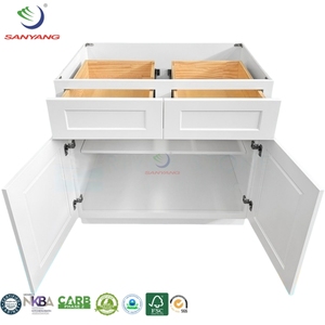 Designs modernes Peinture en bois massif Shaker blanc Armoires de cuisine et accessoires Armoires de cuisine américaines prêtes à assembler
