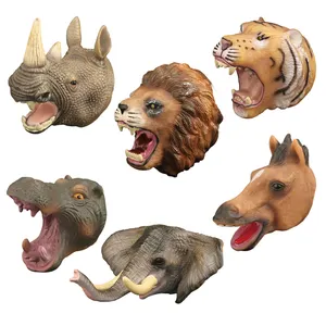 Simulation Lion Wild Animal Toy PVC Finger Hand Puppet For Kids And Adults