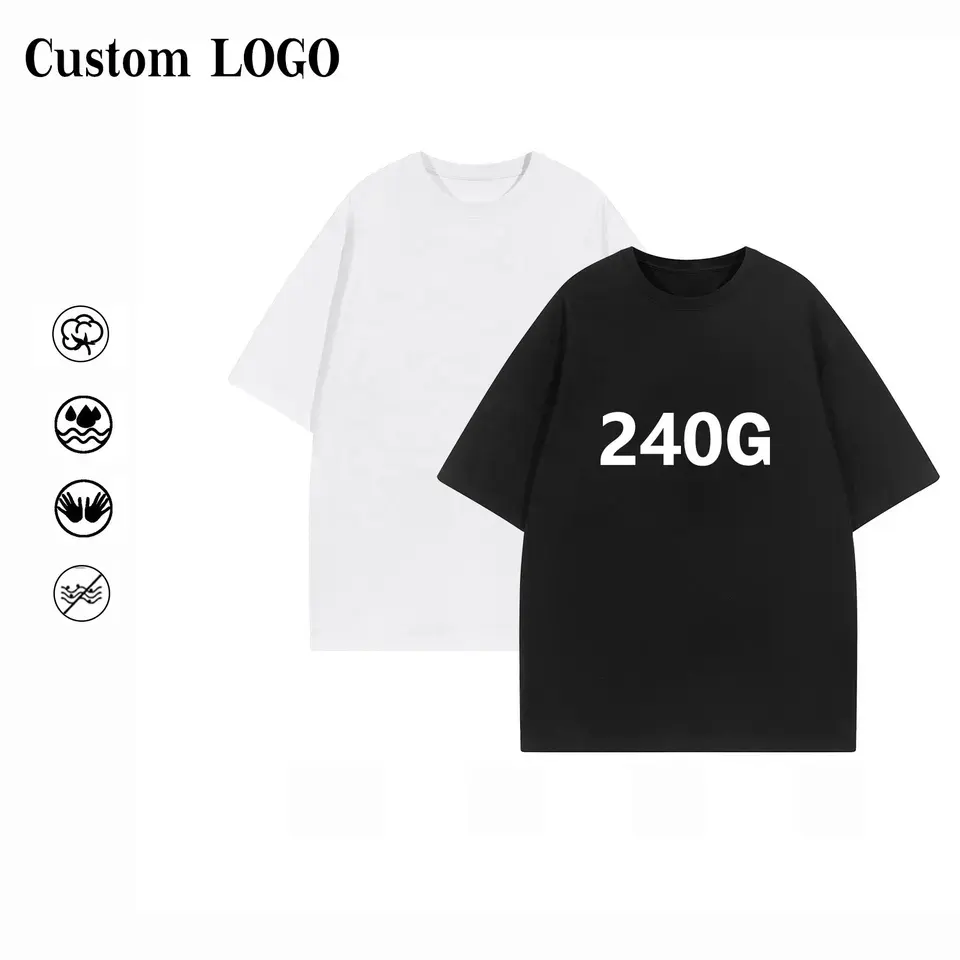Logo brodé personnalisé en gros 100% coton t-shirt épaules tombantes blanc surdimensionné mode hommes t-shirt lourd