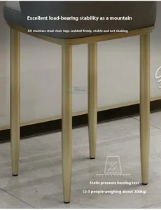 Taburete de mostrador moderno de acero inoxidable, taburete alto con respaldo de cuero para joyería, recepción, gafas, tienda, cajero, silla de Bar DE TRABAJO - Product Image 4