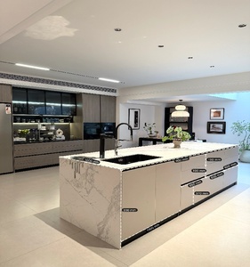 Set di Mobili da Cucina <span class=keywords><strong>con</strong></span> Funzione di Stoccaggio, Design Europeo in Legno, Isola Colore Terra <span class=keywords><strong>con</strong></span> <span class=keywords><strong>Cappa</strong></span> Aspirante - Product Image 2