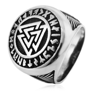yunnique Men's Celtic Wedding <b>Ring</b> Steel And Gold Geometric Viking Nordic Triangle Symbol Fashion <b>Ring</b> - Product Image 4