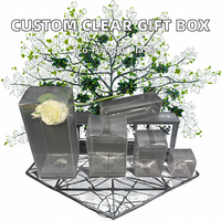 Boîte cadeau en plastique PET recyclé personnalisée pour fleurs, emballage de vente au détail hautement transparent