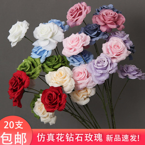 Roses artificielles à branche unique, rose diamant, haute simulation, décorations de mariage, arrangements floraux - Product Image 3