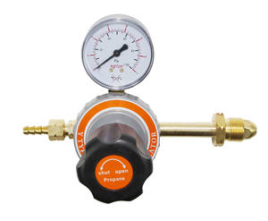 Pirinç LPG Propan Regülatörü Tek Kademeli Endüstriyel Kesme Kullanımı 15KG/CM2 Maksimum Giriş Basıncı 4KG/CM2 Çıkış Basıncı Turuncu Renk - Product Image 1