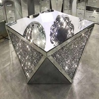 Table basse miroir de luxe au design moderne 2023, plateau en verre écrasé, diamant abordable pour salon