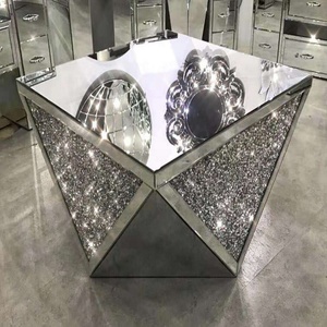 <span class=keywords><strong>Table</strong></span> <span class=keywords><strong>basse</strong></span> miroir de luxe au design moderne <span class=keywords><strong>2023</strong></span>, plateau en verre écrasé, diamant abordable pour salon - Product Image 1