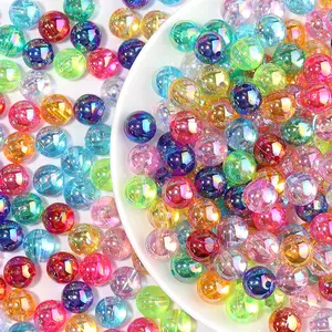 AB Color Round ABS Plastic Pearl Beads with Hole Transparent 4mm 5mm 6mm 8mm 10mm 12mm Beads for Bracelet Necklace Jewelry