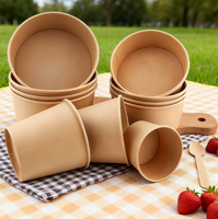 Bol en papier kraft jetable biodégradable de qualité alimentaire de qualité supérieure Boîte à lunch en papier naturel ou blanc pour l'école ou le camping