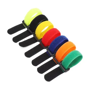 Atacado de nylon multicolorido ajustável para amarrar correias de gancho e laço com fivela de plástico