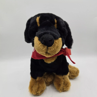 Peluche chien Rottweiler noir super douce en gros avec broderie, tailles personnalisées, rembourrage en coton PP