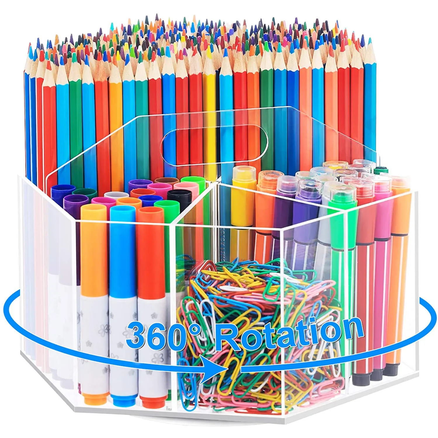 Desktop cancelleria Organizer Caddy acrilico portapenne 360 gradi rotante penna organizzatore per la scuola ufficio forniture arte domestica