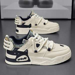 Chaussures plates en cuir pour hommes, baskets de course tendance, baskets basses respirantes, chaussures décontractées pour la marche, chaussures de sport pour jeunes - Product Image 4