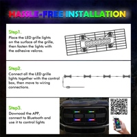 4 / 8 PCS Dream Color Rock Lights pour camions Car Front LED Grille Light By Music APP Control