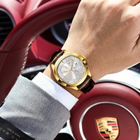 Montres à quartz pour hommes Poedagar 623, bracelet en cuir, lumineuses, étanches, date, jour, montre formelle pour le quotidien, le bureau, Orologio