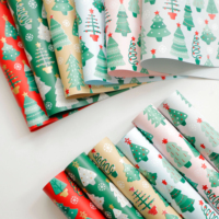 Papier d'emballage floral de Noël de haute qualité, imperméable, imprimé, pour emballages cadeaux, motifs floraux de Noël