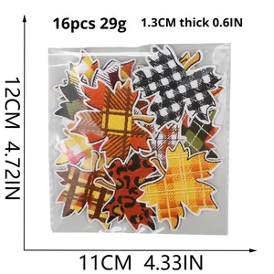 แพทช์ลายใบเมเปิ้ลแบบปักลายตารางหมากรุกสำหรับตกแต่งหมวก เสื้อผ้า กระเป๋า คอลเลคชั่นฤดูใบไม้ร่วง - Product Image 3