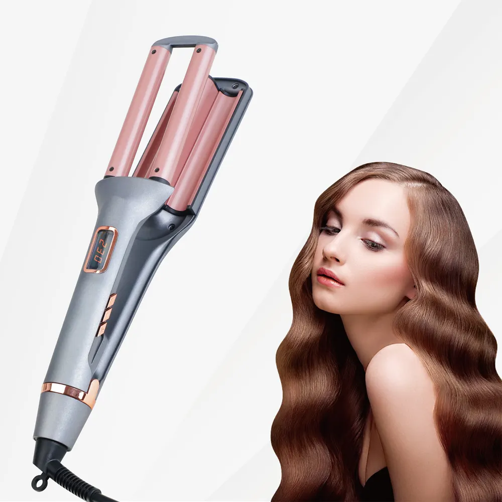 Elétrica profissional creme waver 3 barril curling ferro cabelo encrespador