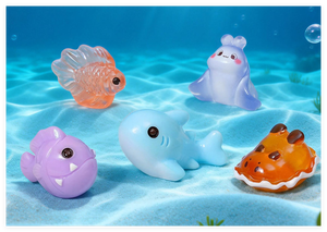 Figurines d'animaux miniatures lumineuses en résine 3D de dessin animé de fée luminescente, pieuvre de mer, poisson-diable, étoile de mer, requin, coquille de conque, corail, jardin - Product Image 5