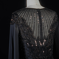 Robe de bal élégante en mousseline avec appliques et perles Sharon Said SS104, style musulman, pour soirée formelle, robe de mariée avec cape, inspirée des tenues arabes saoudiennes