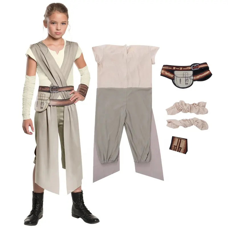 Star-Wars Rey War Halloween Cosplay Kostuum Kids Jedi Krijger Zwarte Soldaten Bestormen Troopers De Kracht Wekt Meisjes Verkleedkleding